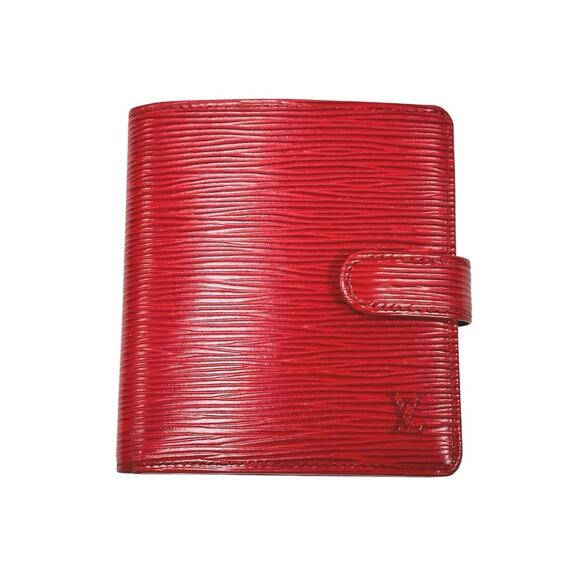 Authentic Louis Vuitton Red EPI Leather Compact Wallet Unisex Men's Women's - Picture 1 of 16